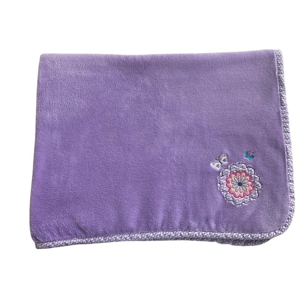 Small Wonders Purple Baby Blanket Flowers Butterflies Plush 30 x 38